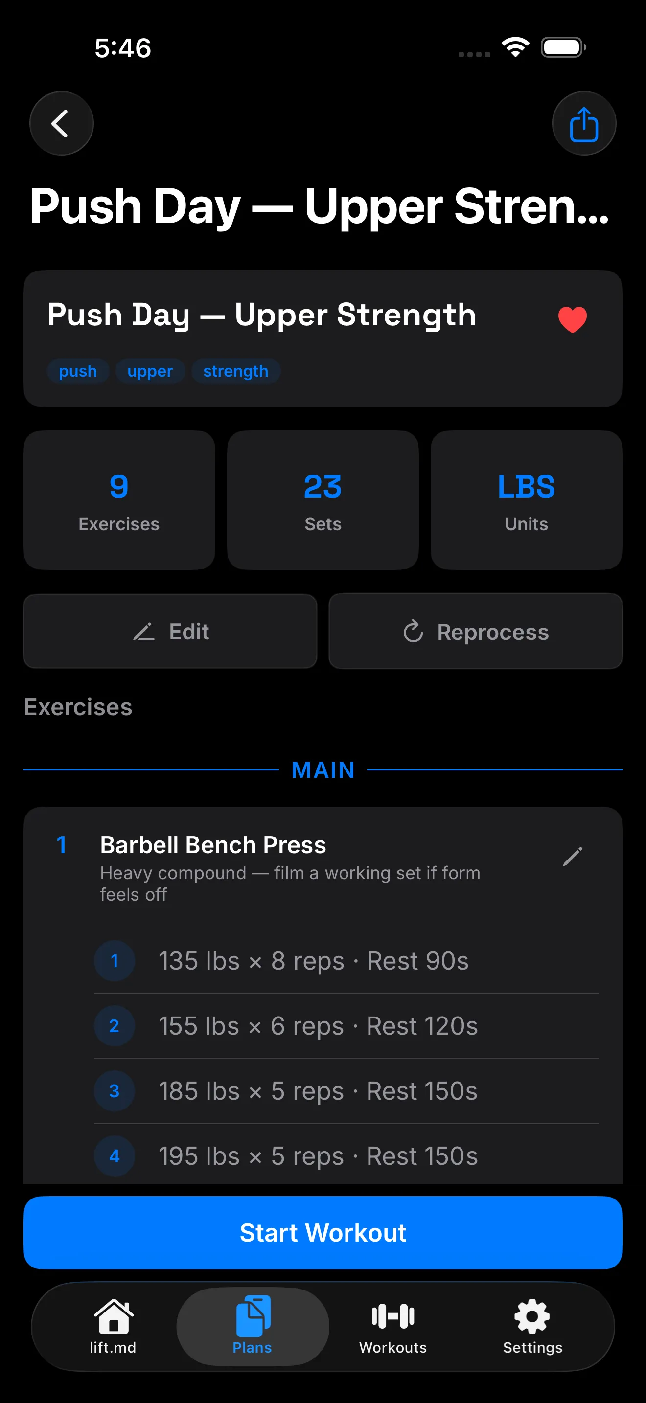 lift.md workout detail view