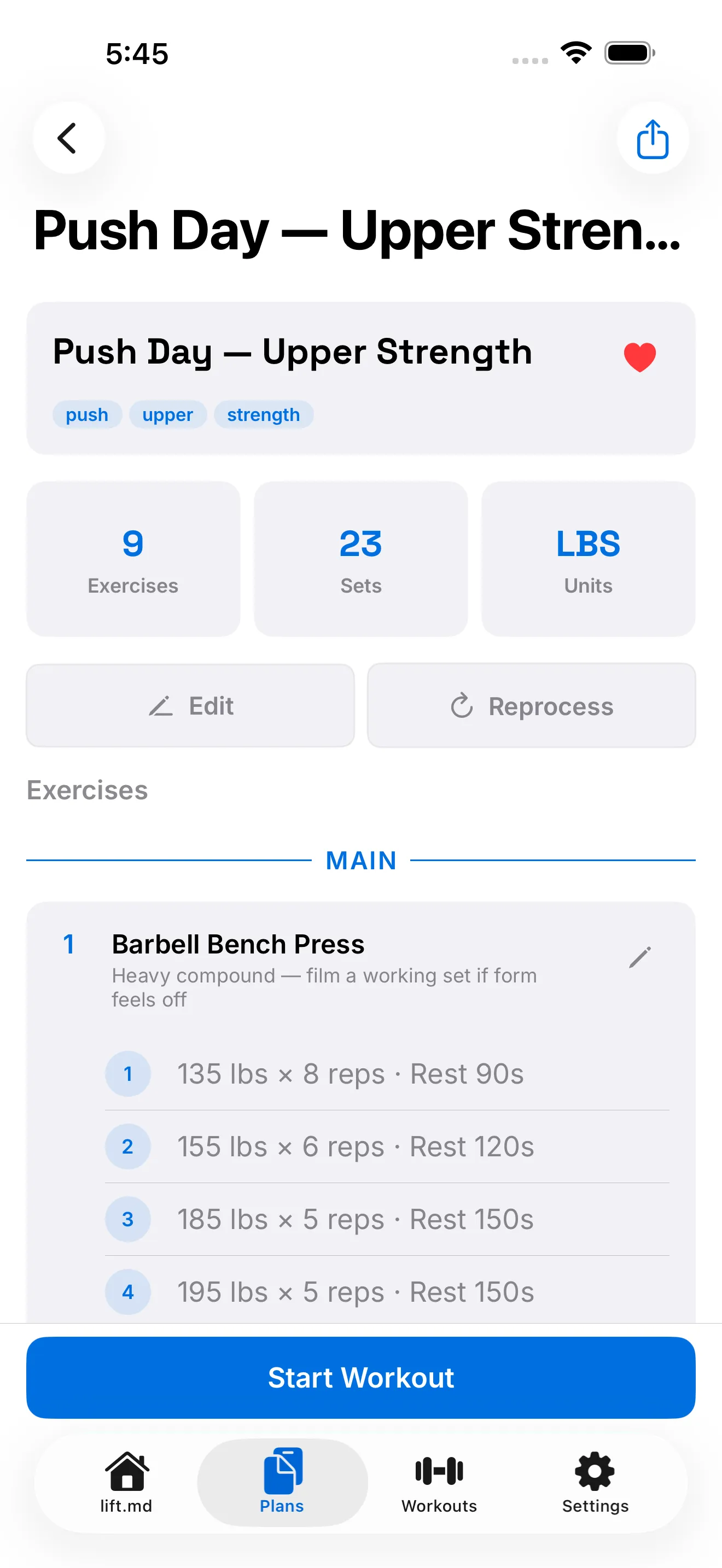 lift.md workout detail view